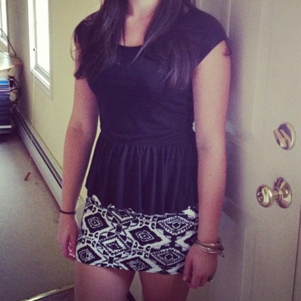 Black and white mini skirt